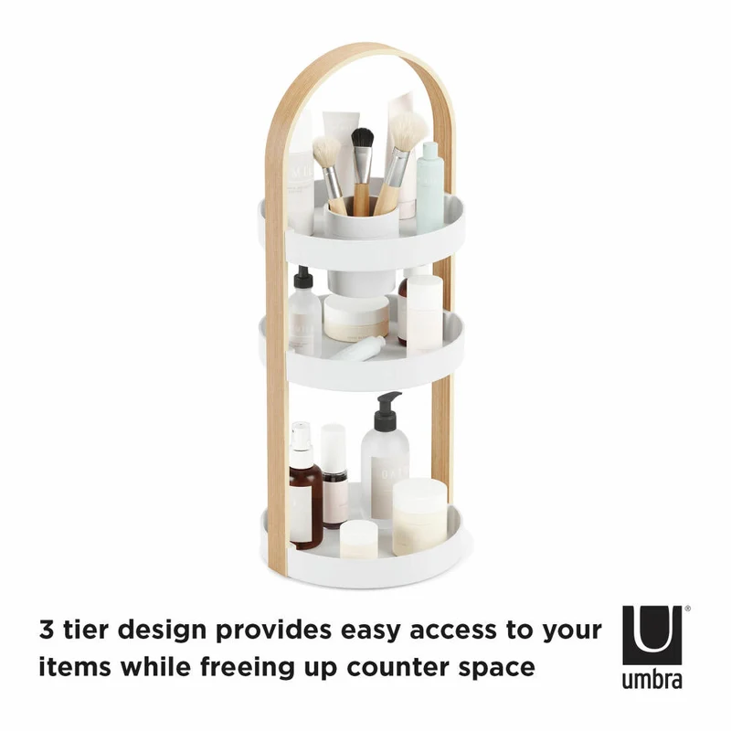 Umbra Organizer Bellwood, Aufbewahrung für Kosmetik und Make-Up, 3-stufig, Weiß, Natur, 1015098-668