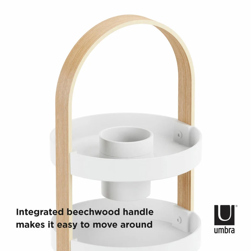 Umbra Organizer Bellwood, Aufbewahrung für Kosmetik und Make-Up, 3-stufig, Weiß, Natur, 1015098-668