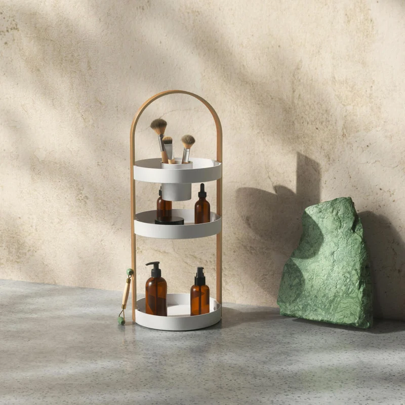 Umbra Organizer Bellwood, Aufbewahrung für Kosmetik und Make-Up, 3-stufig, Weiß, Natur, 1015098-668
