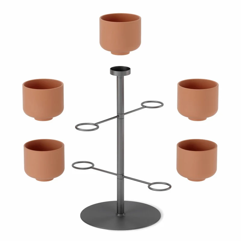 Umbra Blumenständer Terrapotta, mit 5 Übertöpfen 7.5 cm, Blumentopf, Metall, Terracotta, 1015664-624