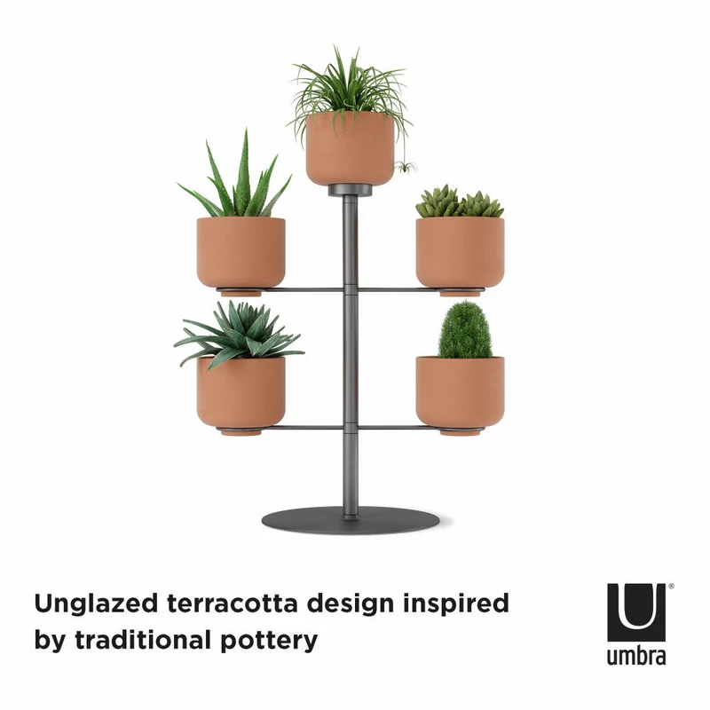 Umbra Blumenständer Terrapotta, mit 5 Übertöpfen 7.5 cm, Blumentopf, Metall, Terracotta, 1015664-624