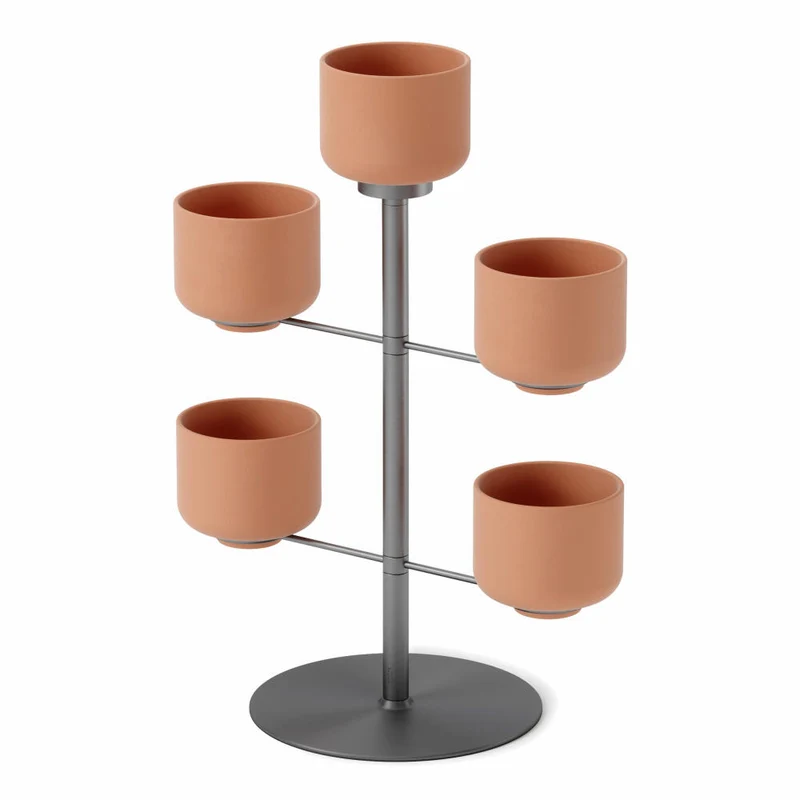 Umbra Blumenständer Terrapotta, mit 5 Übertöpfen 7.5 cm, Blumentopf, Metall, Terracotta, 1015664-624