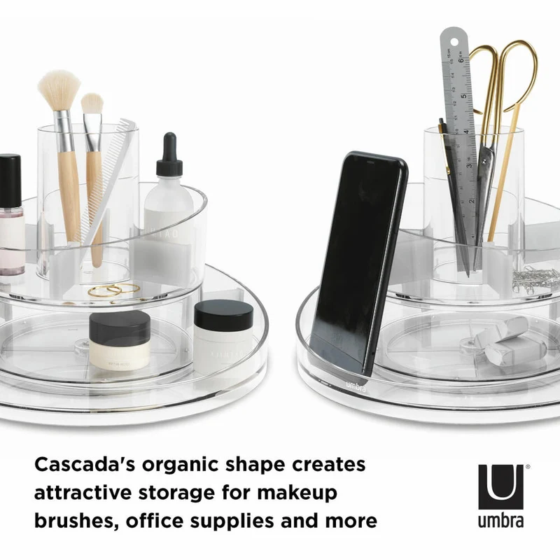 Umbra Organizer Cascada, Aufbewahrung für Kosmetik und Makeup, 2-stufig, Transparent, 1016325-165