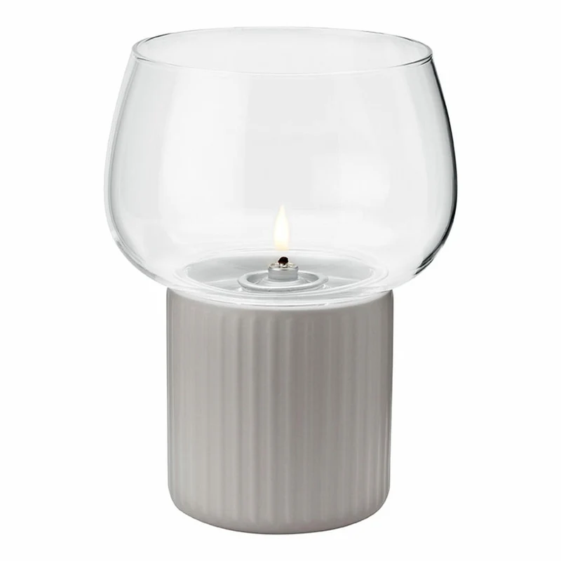 Rig-Tig Windlicht Hygge Hurricane, Kerzenhalter, Borosilikatglas, Keramik, Grey, H 16 cm, Z00137-2