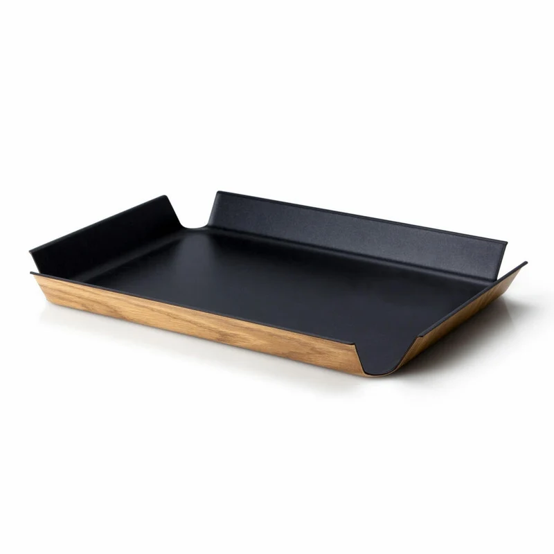 Continenta Rutschfestes Tablett, Serviertablett, Holzpapierfaser, Schwarz Metallic, 45 x 34 cm, 2912