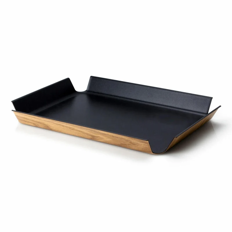 Continenta Rutschfestes Tablett, Serviertablett, Holzpapierfaser, Schwarz Metallic, 41 x 29.5 cm, 2931